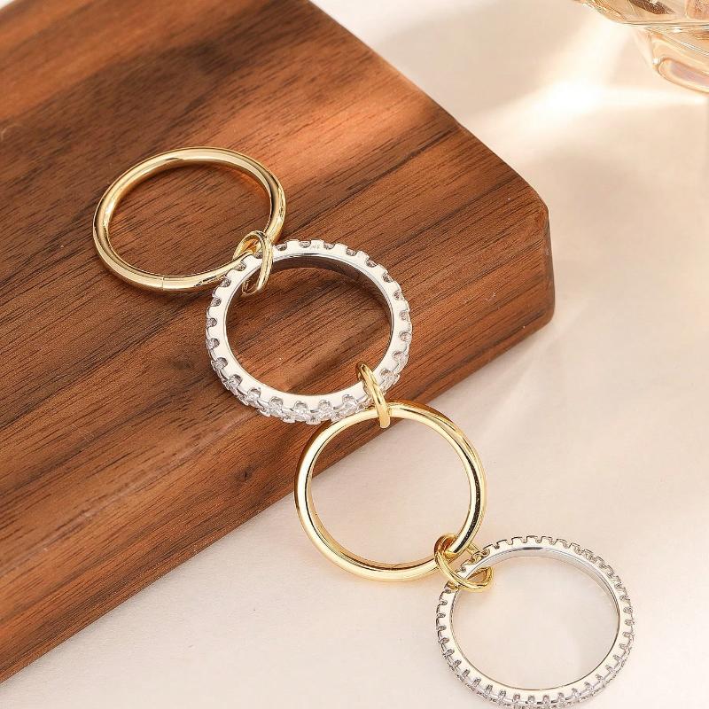 4pcs Glamorous Personalized Cubic Zirconia Multi-Layer Adjustable Copper Alloy Colorful Rings