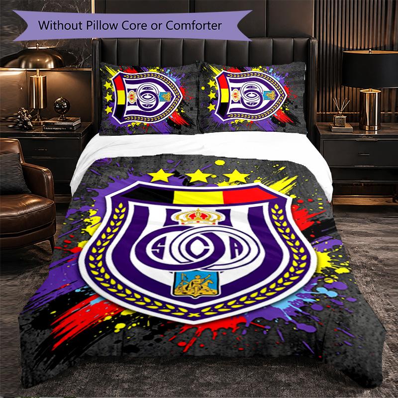 Anderlecht FC Themed Bedding 3Pcs Duvet Cover Set Decorative Bed Linen For Teen Room Home Decoration