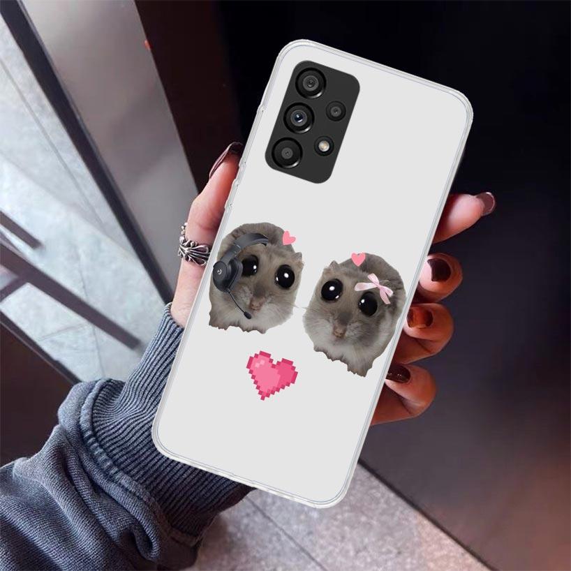 Funny Sad Hamster Meme Phone Case For Samsung Galaxy A12 A52S A42 A32 A22 A51 A50 Note 20 Ultra 10 S10 Plus A71 A70 A31 A30 A10S