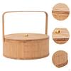 Плетеная вручную бамбуковая корзина-коробка, корзины для пикника, домашний декор с крышкой, портативный контейнер для хранения продуктов