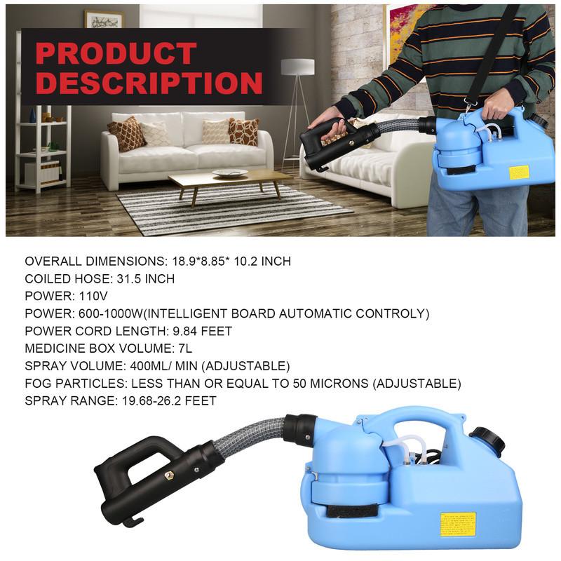 7 л Электрическая машина холодного тумана Портативный распылитель ULV Сверхмалый объем Ранцевый электрический опрыскиватель Дезинфекционная машина