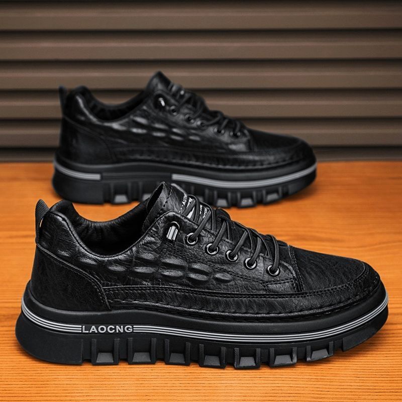 2024 осень новые повседневные черные модные удобные универсальные туфли для шеф-повара плоская рабочая обувь мужская обувь