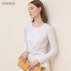 CANVAUS Autumn New Style Cotton Commuter Twisted Fashion Bottoming Shirt Solid Color Long-sleeved Round Neck All-match Women's Clothing