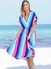 Colorful Kaftan Beach Long Tunic Bohemian Loose Summer Dress Robe Plus Size Women Beach Wear Swim Suit Cover Up Q1232