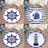 Sailing Blue Line Pattern Circular Carpet Home Living Room Bedroom Children's Room Floor Decoration Flange Carpet