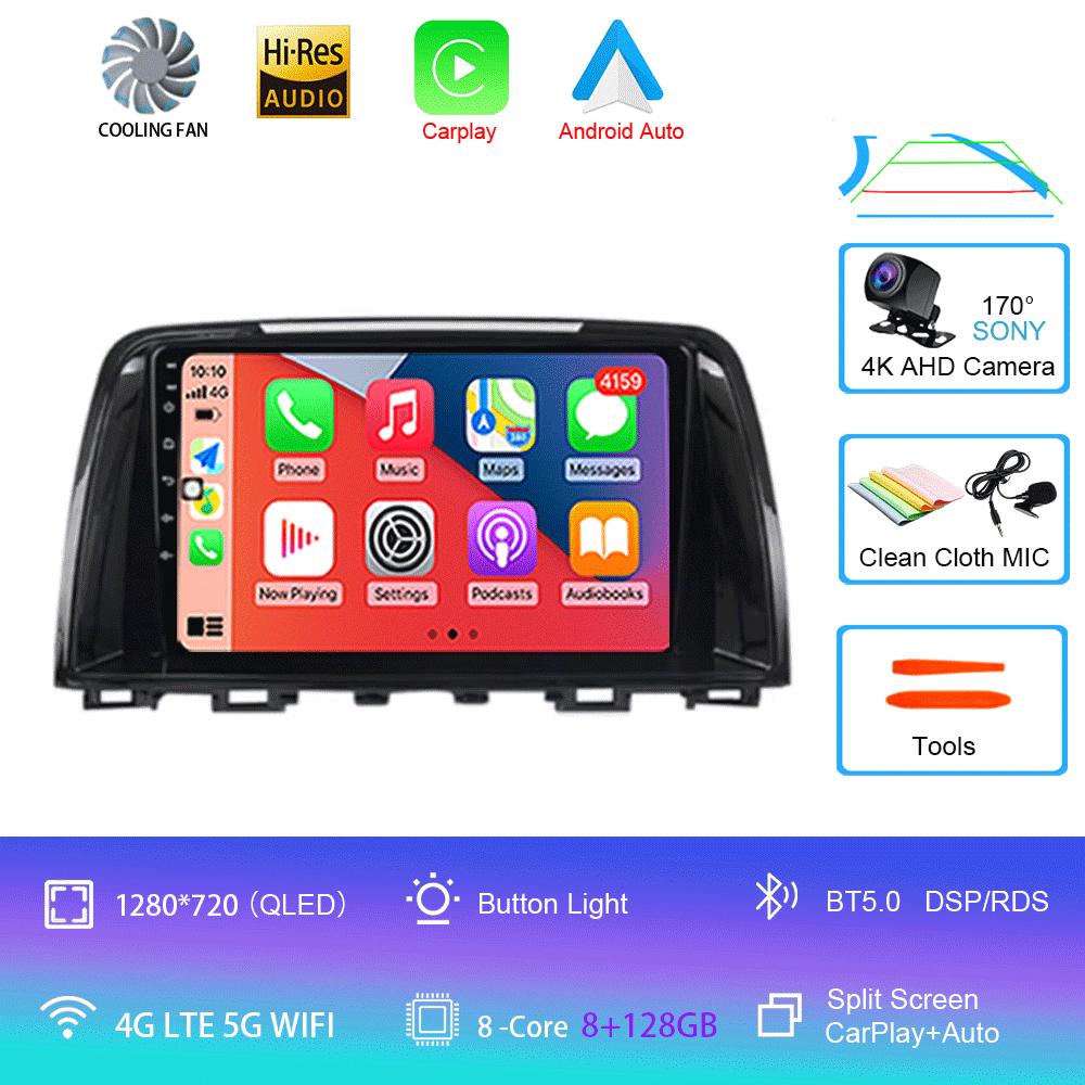 Автомагнитола Для Mazda 6 GJ Atenza 2012 2013 2014 2015 2016 2017 Android 14 Carplay Auto Автомобильный мультимедийный видеоплеер GPS Навигация