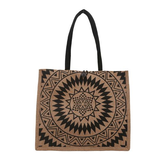 Women Handbag Ethnic Style Versatile Shoulder Bag Large Capacity Buckle Closure Shopping Travel Commuting Tote Bag