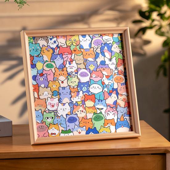 Yousheng DIY Wooden Cat Coloring Puzzle with Frame Pens 2-in-1 Coloring Irregular Jigsaw Puzzle Craft Kit 3D Puzzle Photo Frame Ornament Decoration