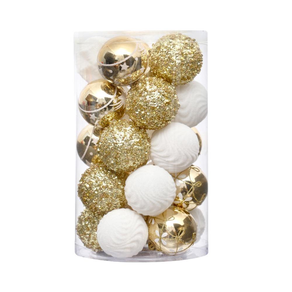 25pcs Plastic Christmas Velvet Ball Pendant 6cm Xmas Tree Ornaments Home New Year Decorations