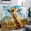 1PC Custom Name Giraffe Name Patterned Flannel Blanket Suitable For All Seasons for Home Decor Warmth and Comfort Gifts Holiday Present_lx
