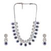 Estele Women's Sparkling Necklace Set with Rhodium Plated and CZ and Blue Crystals
