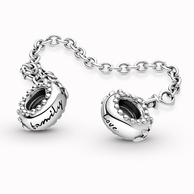 925 Sterling Silver Safety Chain Bead Charms Fit Original Bracelet DIY Attachment Clip Heart Star Jewelry Gift For Women