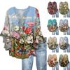 Summer Tops For Women Cute V Neck 3/4 Sleeve Blouses Floral Print Top Casual Shirts