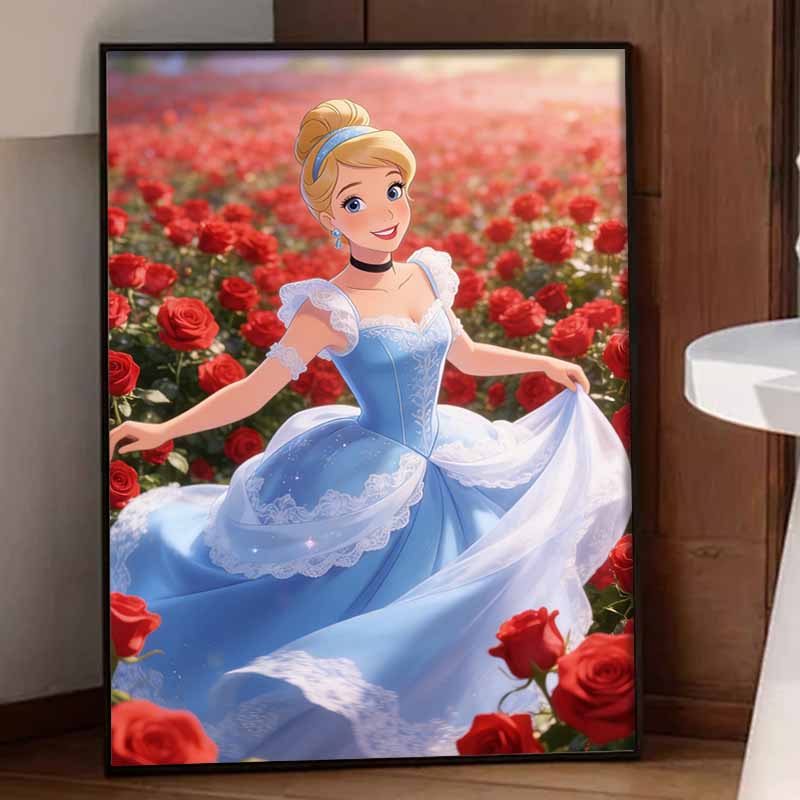 Disney Diamond Art Painting Kit 5D Cinderella Rose Diamond Dot Art Kit Home Wall Decor