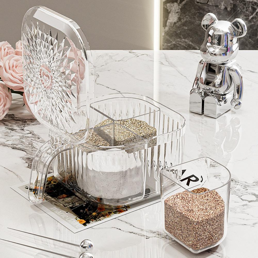 Moisture-proof Condiment Container 4 Compartment Spice Jar Condiment Storage Box Restaurant