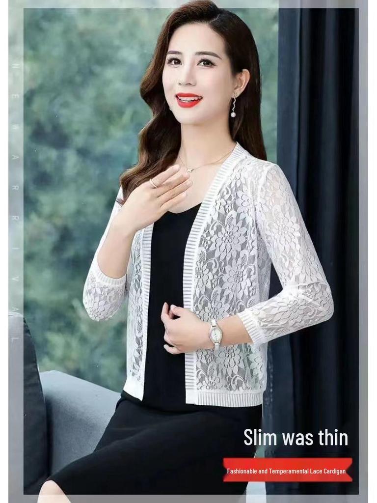 Кружевной кардиган-шаль Легкая дышащая куртка с солнцезащитой с подходящей юбкой и топом