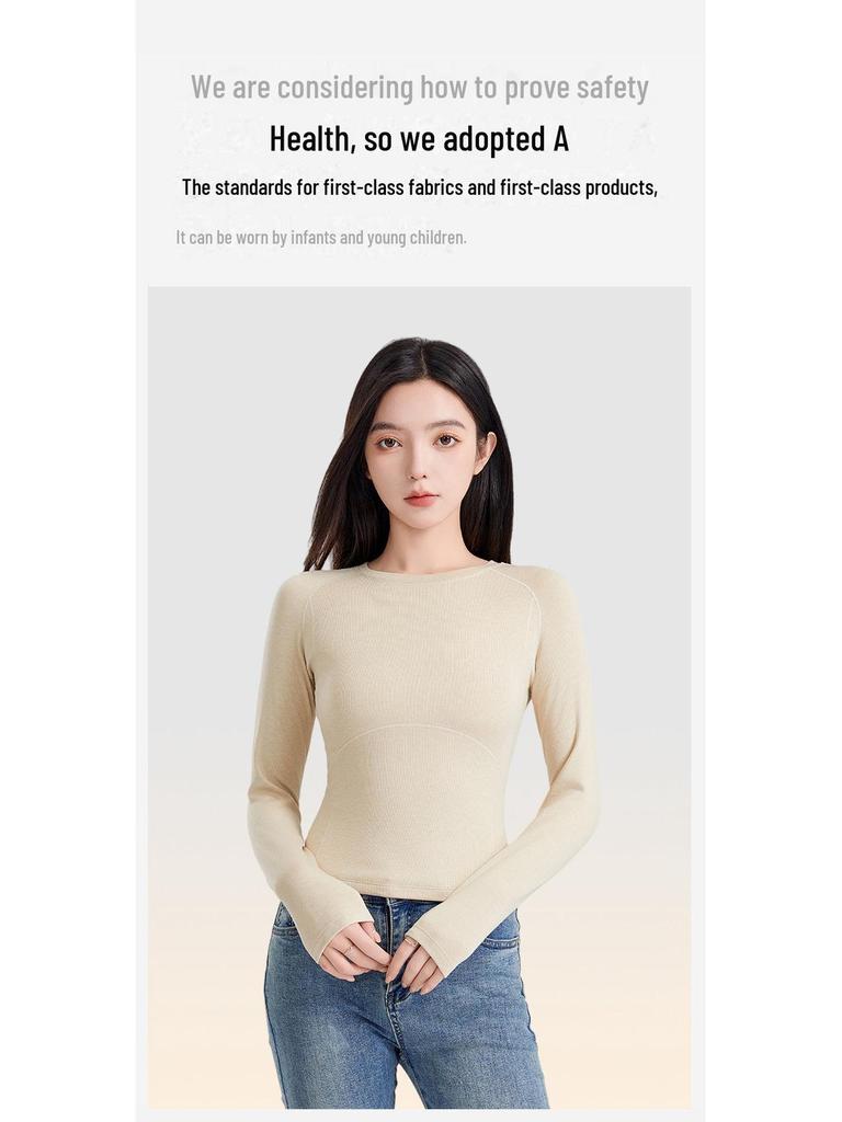 Women's Merino Wool Velvet Bottoming Shirt - Antibacterial Autumn Top