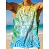Summer Round Neck 3D Palm Leaf Printed Top Fashionable Casual Hawaiian Beach Sleeveless Vest Men's T-shirts