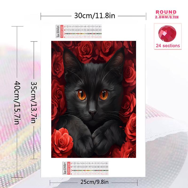 Bombay cat and roses Pattern 3pcs 100% Round Full Drill 5D DIY Diamond Painting Embroidery Cross Stitch Rhinestone Décor