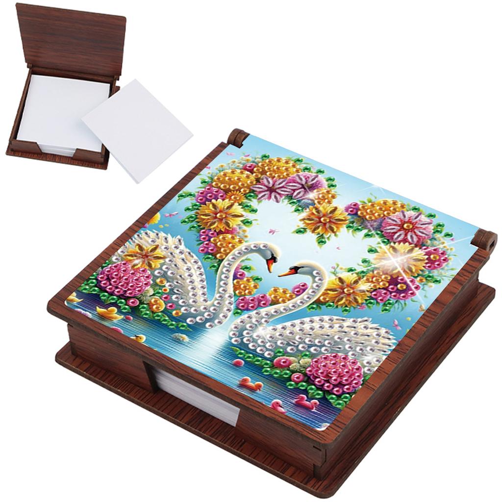 Wooden DIY Diamond Painting Kit Note Box Contains 160 Sheets of Paper Memo Paper Storage Box Diamond Art for Office Desk
