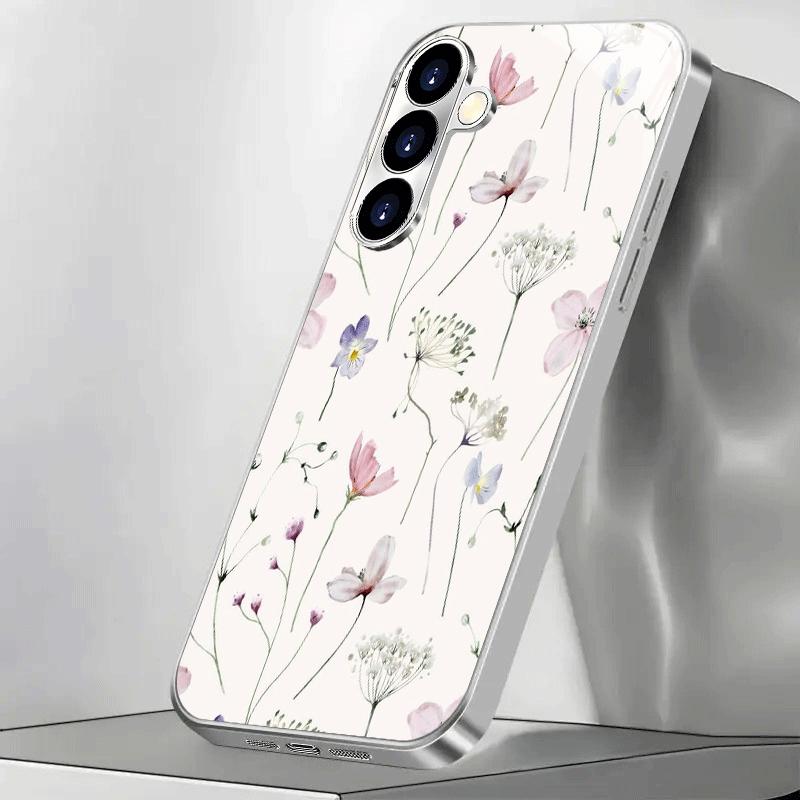Простой свежий цветочный узор посеребренный чехол для телефонаДля Samsung Galaxy S26 S25 Edge S24 S23 FE S22 Ultra S20 S21 5G