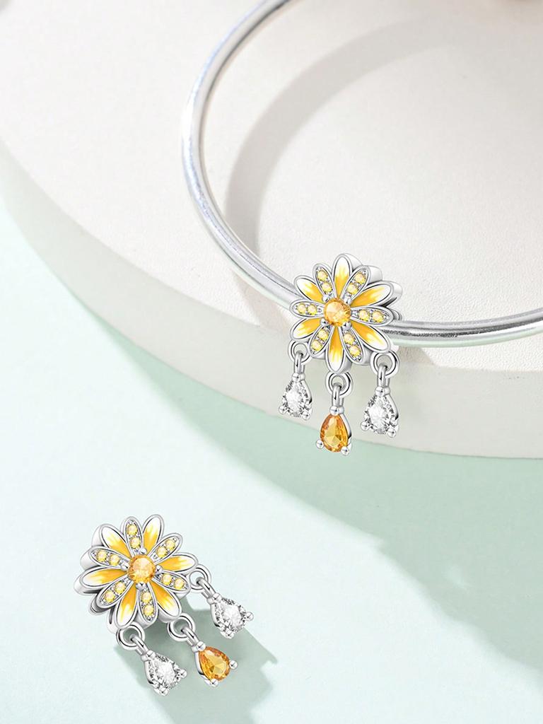 Шармы Серебро Медные Цвета Ромашка Кактус Цветок Бусины Шарм Подвеска Для Оригинального Браслета Для Женщин Diy Украшения Подарок Любви