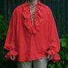 Vintage Men S Solid Long Sleeve Shirt With Pleated Puff Sleeves