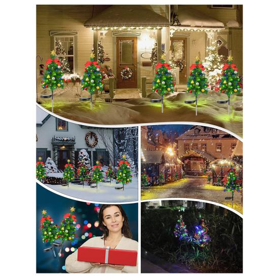 Рождественская елочная солнечная лампа с маленьким колокольчиком, водонепроницаемая, автоматическая зарядка, проводка не требуется, садовая лампа для лужайки, ландшафтное освещение