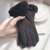 Warm Gloves for Women Winter Fleece-lined Thick Suede Autumn and Winter Cold-Proof Touch Screen New Cycling Ski Riding Gloves