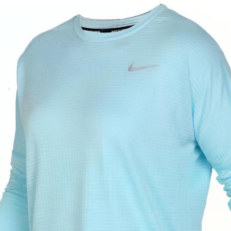 Nike Solid Color Quick-Dry Pullover Round Neck Long Sleeve T-Shirt Women Tops Blue 885253-483
