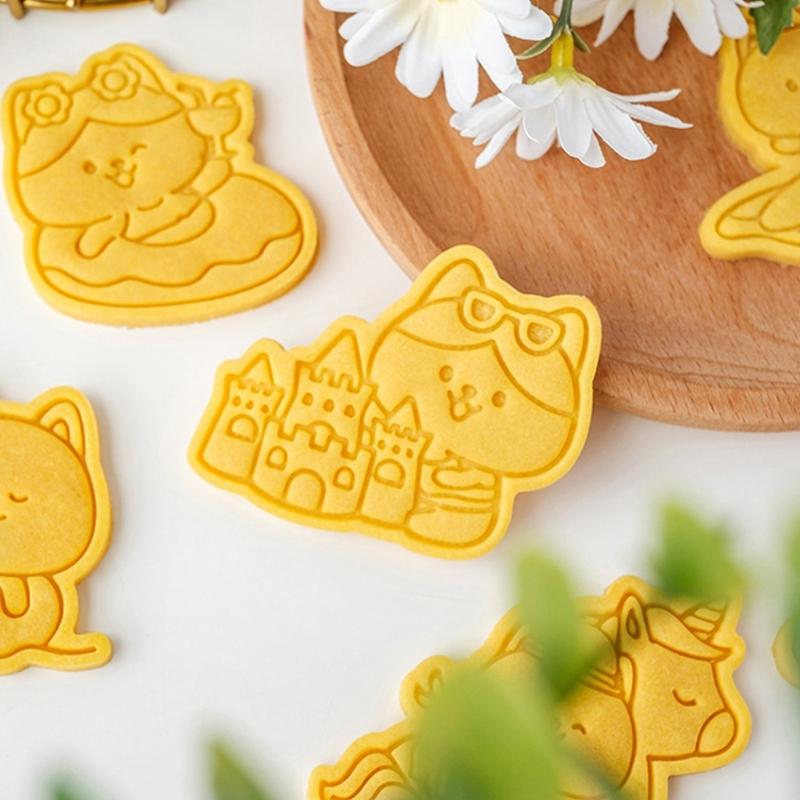 Формочки для печенья с рисунком мультяшных животных, пластиковые формы для печенья, штампы для печенья, инструмент для украшения, формы для мастики, легко моются