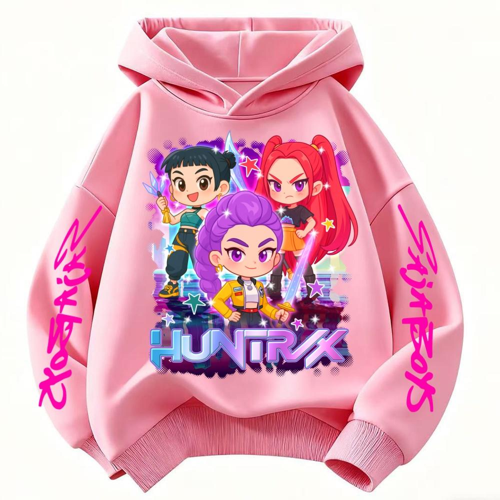 KPop Охотник на демонов Руми Неуклюжие Мультяшные Девочки Мальчик Толстовка с капюшоном Теплая Детская Волна Мода Повседневные Топы Одежда