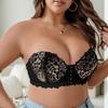 European and American Push-up and Side-breasted Anti-sagging Plus Size Strapless Front-button Lace Sexy Bra