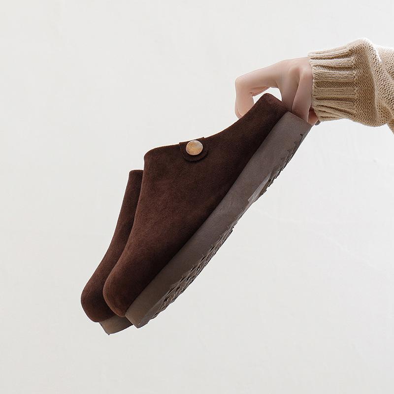 Women's Fuzzy House Slippers Fluffy Memory Foam Suede Slippers with Faux Fur Lining Indoor Outdoor Shoes Winter Warm Platform Mini Boots for Women