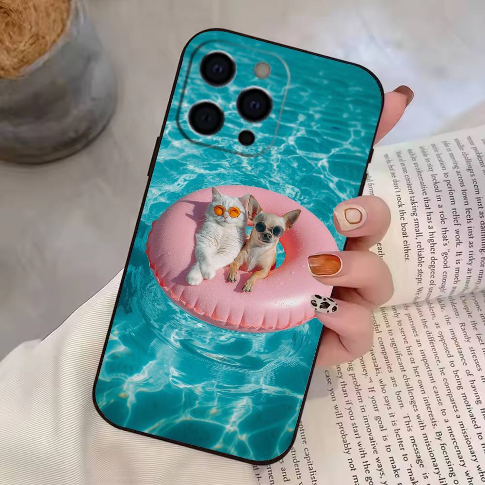 Забавный Кот Повседневная Жизнь Чехол для Телефона Для iPhone 17,16,15,14,13,12,11 Plus,Pro Max,XS,Мягкий Силикон Черный Чехол