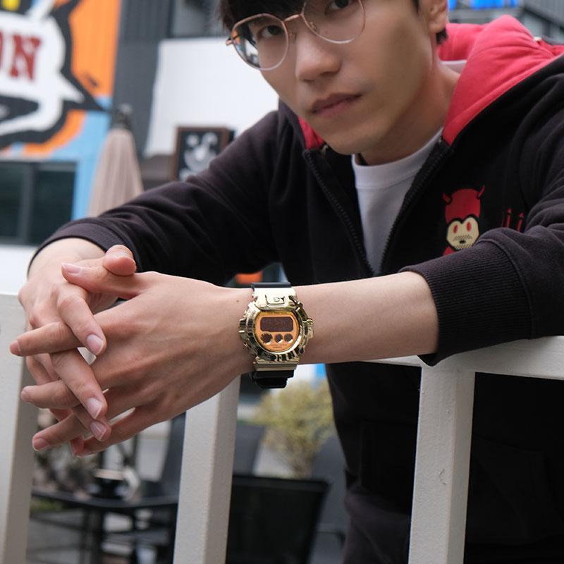 Casio Серия Full Metal Three Eyes Водонепроницаемость 200 метров Кварцевый механизм Стальной ремешок Мужские часы Золотые GM-6900G-9PR