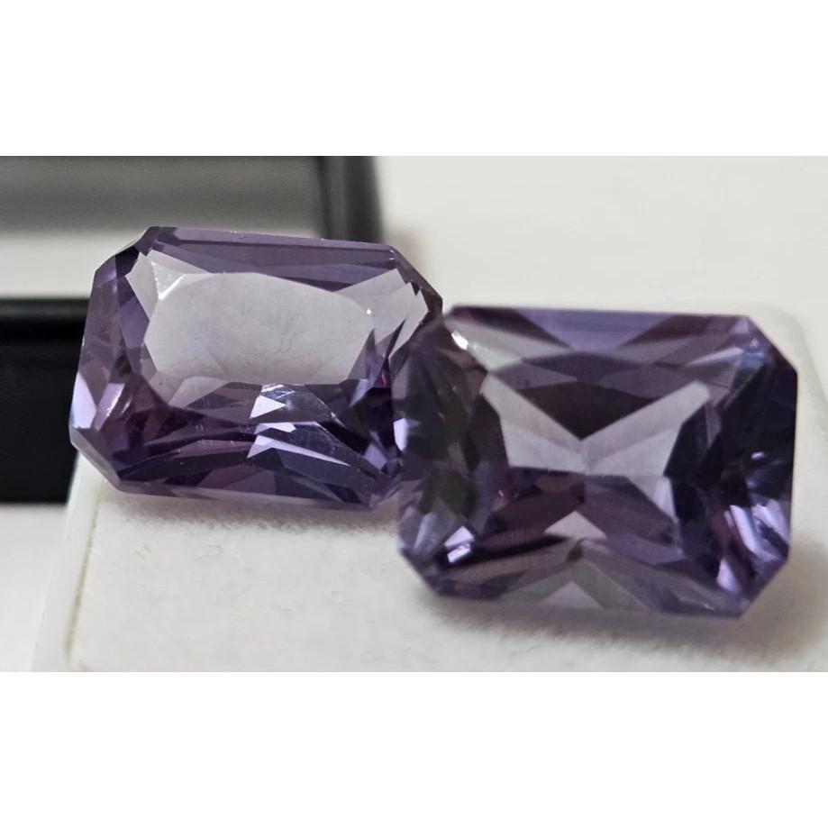 Emerald Cut Natural Alexandrite 16-17 Ct Pair Beautiful Certified Gemstone