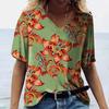 Women XL-7XL Plus Size T Shirt V Neck Short Sleeve Tops 3D Floral Print T Shirts Summer Lovers Couples T Shirt