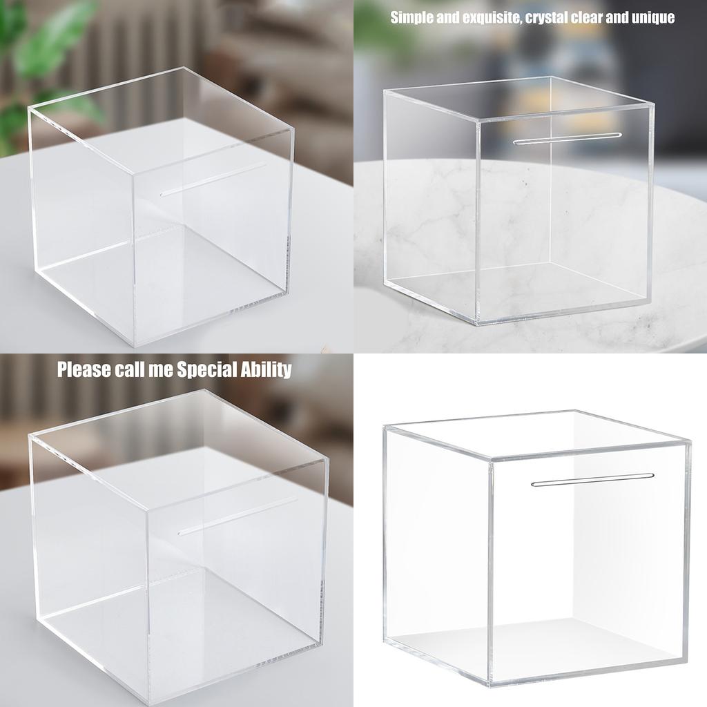 Acrylic Transparent Money Jar Clear View Savings Progress One Way Coin Slot Home Decoration