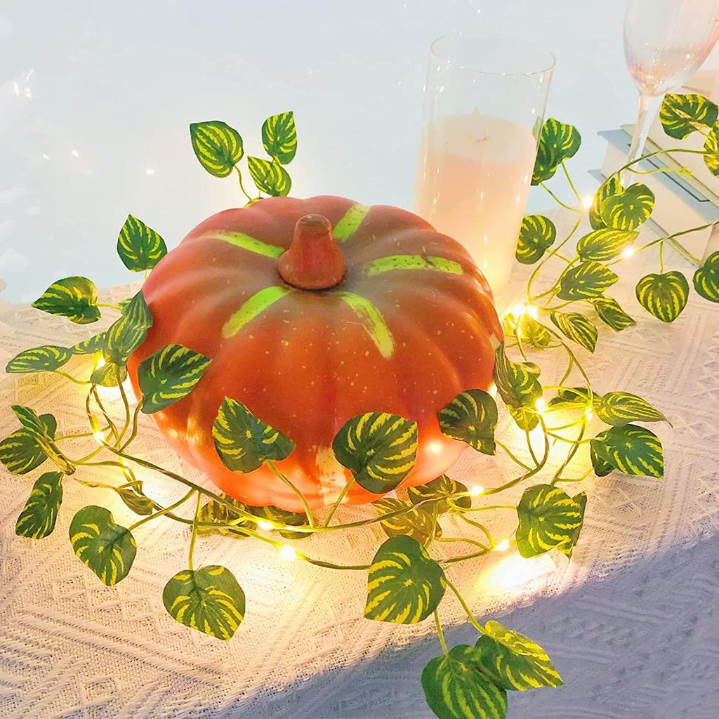 Cross-Border Green Watermelon Leaf LED Copper Wire String Lights for Turtle Green Rattan Decoration