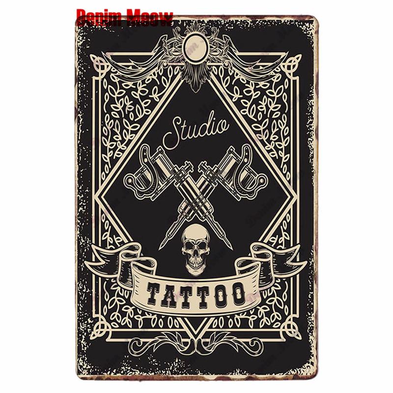 Классическая металлическая жестяная вывеска для студии татуировки, винтажная настенная художественная роспись, антикварный декор комнаты для салона татуировки, декор для дома в салоне, WY86