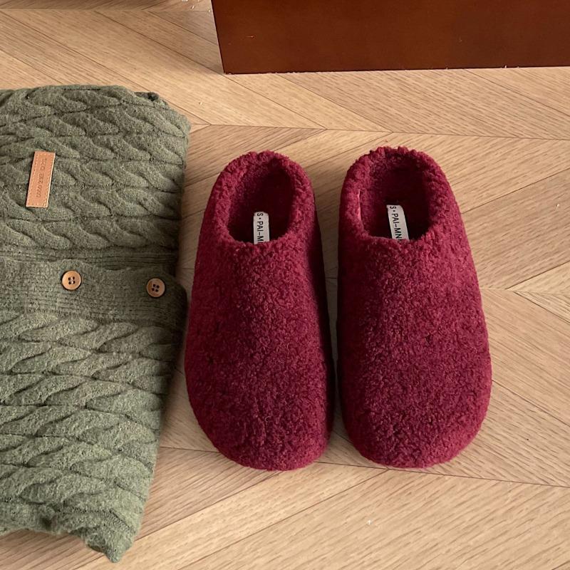 Женские домашние тапочки, повседневные плюшевые тапочки для женщин, зимняя верхняя одежда, плоская подошва, полутапочки Baotou, женские, Muiltjes