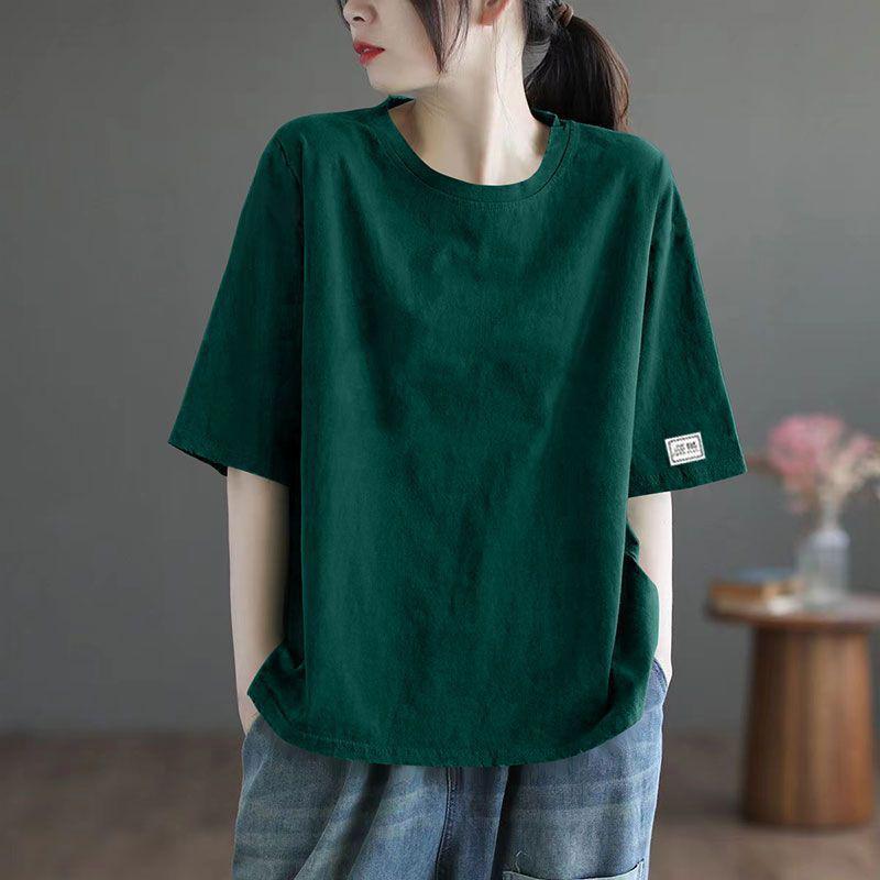 Большой размер, приятная на ощупь, маркировка, манжеты, короткий рукав, весна и лето, новая универсальная футболка женская в иностранном стиле