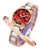 OLEVS Hand Floral Easy To Rose Japanese Bracelet Date Women's Watch, Popular, Red, Pattern, See, Pretty, Cute, Gold, Waterproof, Luminous, Movement,