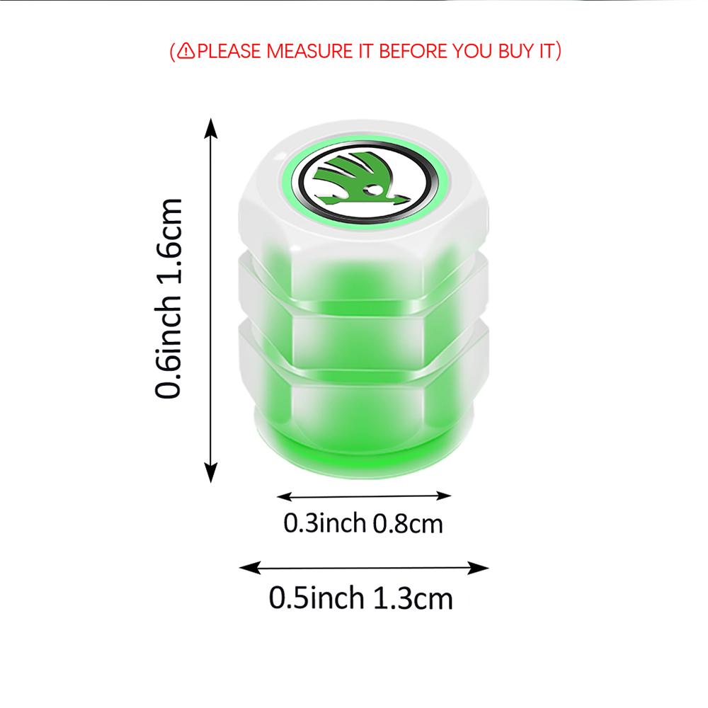 BYCP2 4pcs Fluorescent Valve Cover Decor Car Moto Dust Cover Accessories For Skoda Yeti Octavia 2 3 a5 Fabia Kodiaq Rapid Karoq Superb