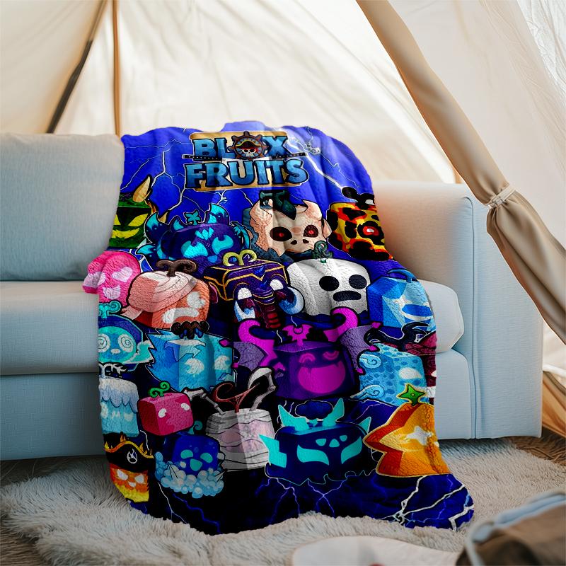 Blox Fruits Theme Printed Blanket - Perfect for Couch, Bed, Travel & Outdoor Use | Machine Washable, Cozy & Durable.