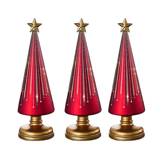 1/3Pcs Christmas Tree Decor with LED Light Built-in Timer Gradient Xmas Tree Sculptures Festive Home Decor