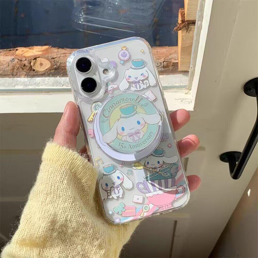 Cinnamoroll Melody Беспроводная зарядка Чехол Для Iphone 17 Pro Max 17 Air 16 15 14 12 13 11 Pro Max 13 Mini Держатель Чехол