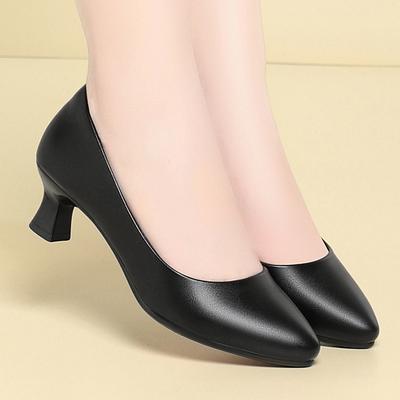 Туфли стюардессы женские черные кожаные туфли маленький каблук профессиональные деловые рабочие туфли платье средний каблук собеседование женские туфли