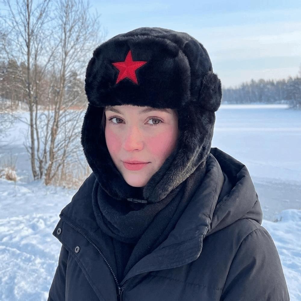 Pentagram Star Plush Lei Feng Cap Windproof Ski Hat Cosplay Ear Protection Cap Men